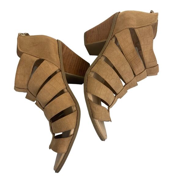 Dr. Scholl's Chaser Caged Stacked Heel Microfiber Open Toe Sandals Size 10M - Picture 9 of 9